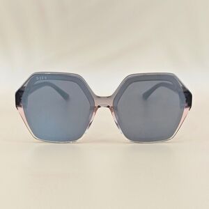 Diff Gigi Sunglasses Smoke Rose Crystal Ombre + Silver Flash Oversized Geometric